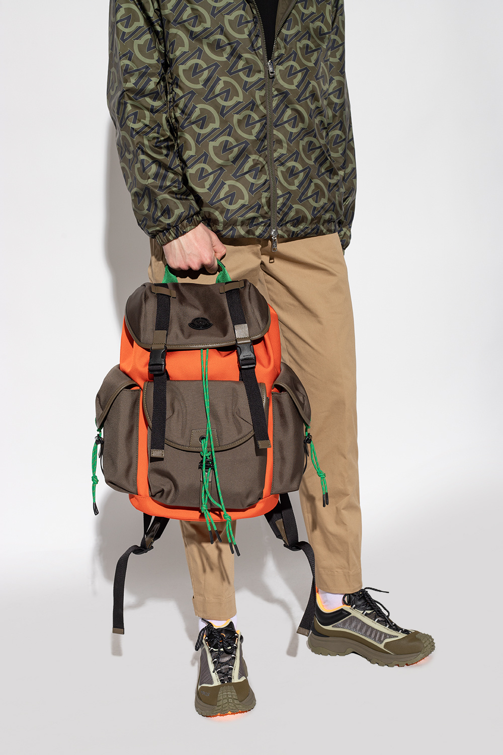 Green 'Yehor' backpack with logo Moncler - bag on the arms Green 'Yehor' backpack with logo Moncler - bag on the arms